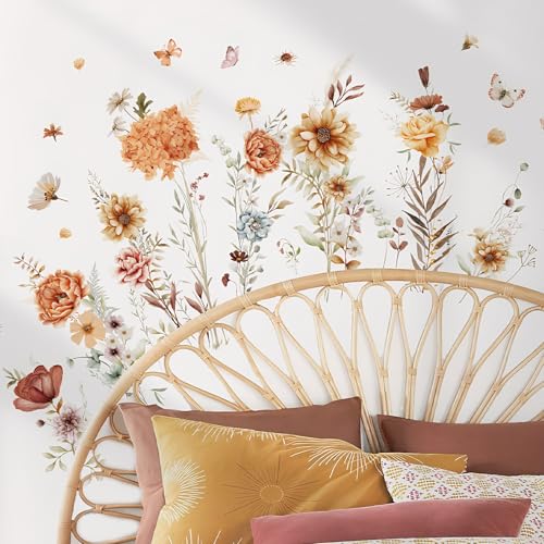 2 láminas vinilo mural flores boho 35.43"x11.81" miniatura 3