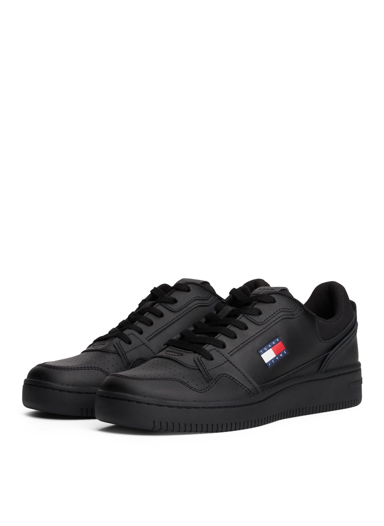Tommy Jeans Uomo Sneakers con Suola Preformata Tjm Retro Basket Profilo Basso, Nero (Black), 44