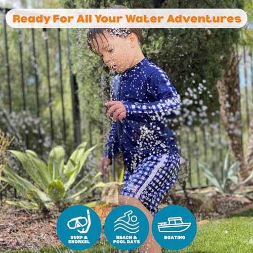Image of SwimZip Boys' Long Sleeve Rash Guard & Swim Shorts Set - UPF 50+ Sun Protection
