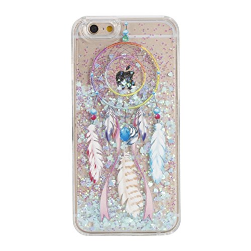 Urberry Iphone 6 Case, Dream-catcher Running Glitter Cover, Creative Design Flowing Liquid Floating Luxury Bling Glitter Sparkle Hard Case for iPhone 6/6s with a Screen Protector (White)