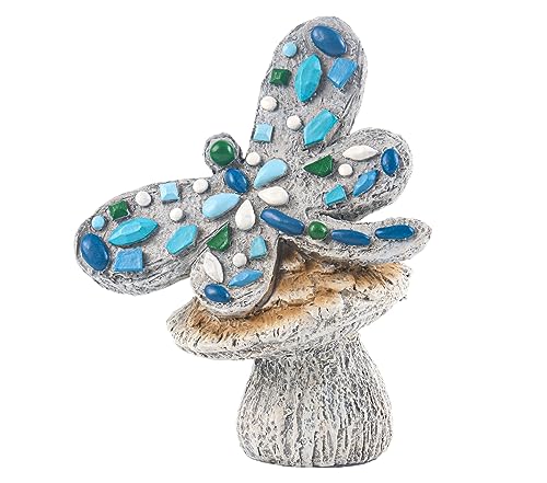 bocola Garden Statue Dragonfly- Dragonfly Decor for Outdoor-Resin Dragonfly Figurine with Metal Stake for Yard Patio Balcony Lawn Ornament Cemetery Grave-Perfect Garden Gift