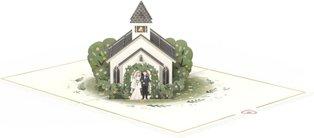 papercrush® Wedding Pop Up Card 3D Wedding Card with Bride and Groom and Church - Image 5