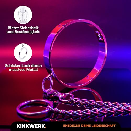 KINKWERK Edelstahl Halsband Halsfessel | Stilvolles BDSM-Sexspielzeug mit O-Ring für Männer, Frauen und Paare (⌀ 120mm)