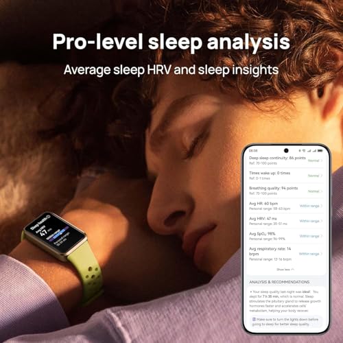 HUAWEI Band 10 Smartwatch mit KI-betriebener Fitness&uuml;berwachung, Pro-Level-Schlafanalyse, Assistent f&uuml;r emotionales Wohlbefinden, stromlinienf&ouml;rmiges Metallic-Design, kompatibel mit iOS Android