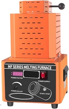 Electric Gold Smelting Furnace, Gold Metal Melting Furnace Kit Gold Melting Furnace, High Temperature Melting Furnace for Jewelry, Metalwork, DIY CastingOrange,2kg