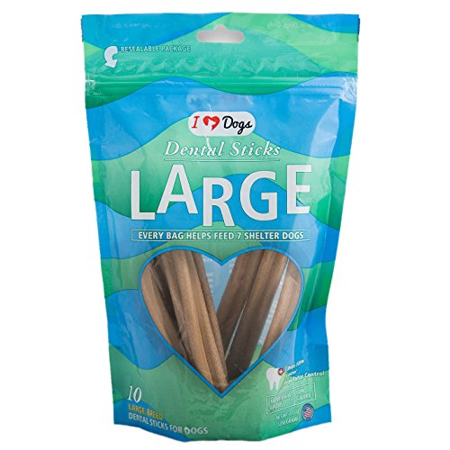 Project Paws Dental Sticks for Dogs - Triple Enzyme Dental Care Chews - Grain Free - 10 Count Large