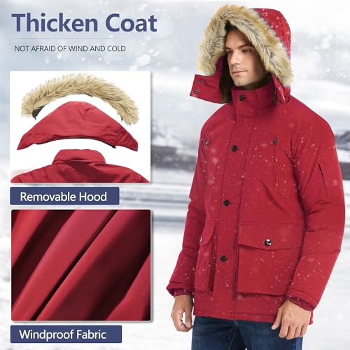 Image of JYG Men's Winter Thicken Coat Warm Puffer Parka Jacket with Faux Fur Removable Hood