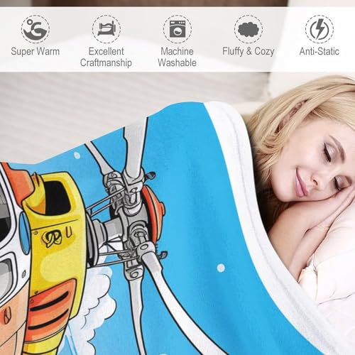 Manta de forro polar de helicóptero reversible para cama 6