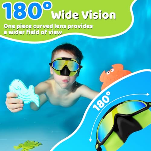 image for Vvinca Swim Goggles with Nose Cover, Kids Toddlers Swimming Goggles Di