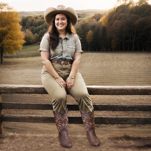 Image of IUV Cowboy Boots For Women Pointy Toe Women's Western Boots Cowgirl Boots Mid Calf Boots