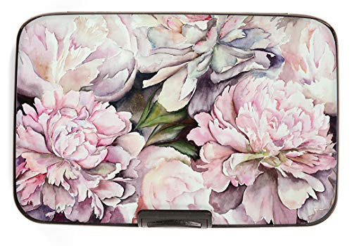 RFID Secure Armored Wallet - Peonies