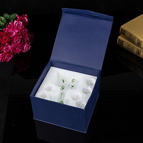 London Boutique Decorative Crystal Glass Apple Tree 6 Crystal Clear Multi Coloured Apples Giftware Present Blue Gift Box (Clear)