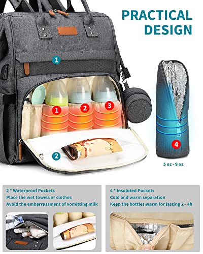 Sofliv Large Diaper Bag For 2 Kids - Twin Diaper Bag Backpack, Diaper Bags & Diaper Bag Tote For Baby Boy And Girl, Laptop Backpack, Super Durable Can Use For Years, Easy To Travel (L, Grey) #TOP2