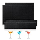 eupdd 4 Stück Barmatte: 45x30+60×10cm Abtropfmatte Silikon, Faltbar, Schwarz, Silikon, rutschfest für Bar, Club, Café, Restaurant, Cocktail Theke, Serviertheke, Trocknungsunterlage für Barkeeper