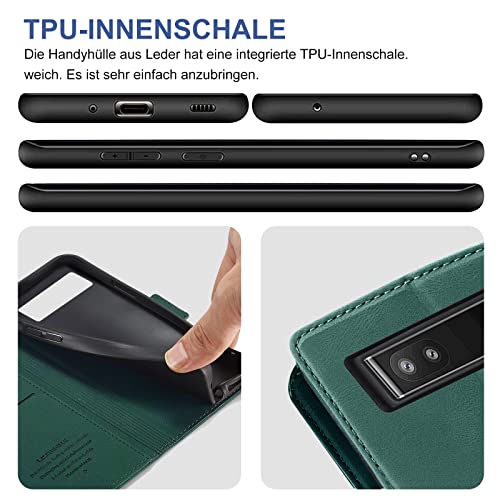 Étui de protection Google Pixel 7 vert antichoc portefeuille avec support - 6