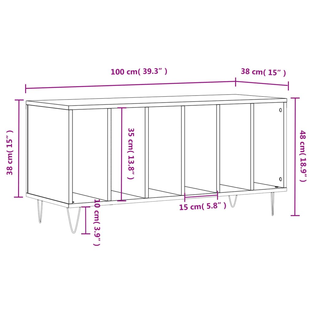 Generico Mobile Porta Dischi Nero 100x38x48 cm in Legno Multistrato,Armadietti e portaoggetti,Scaffali e armadietti per Supporti multimediali-831749