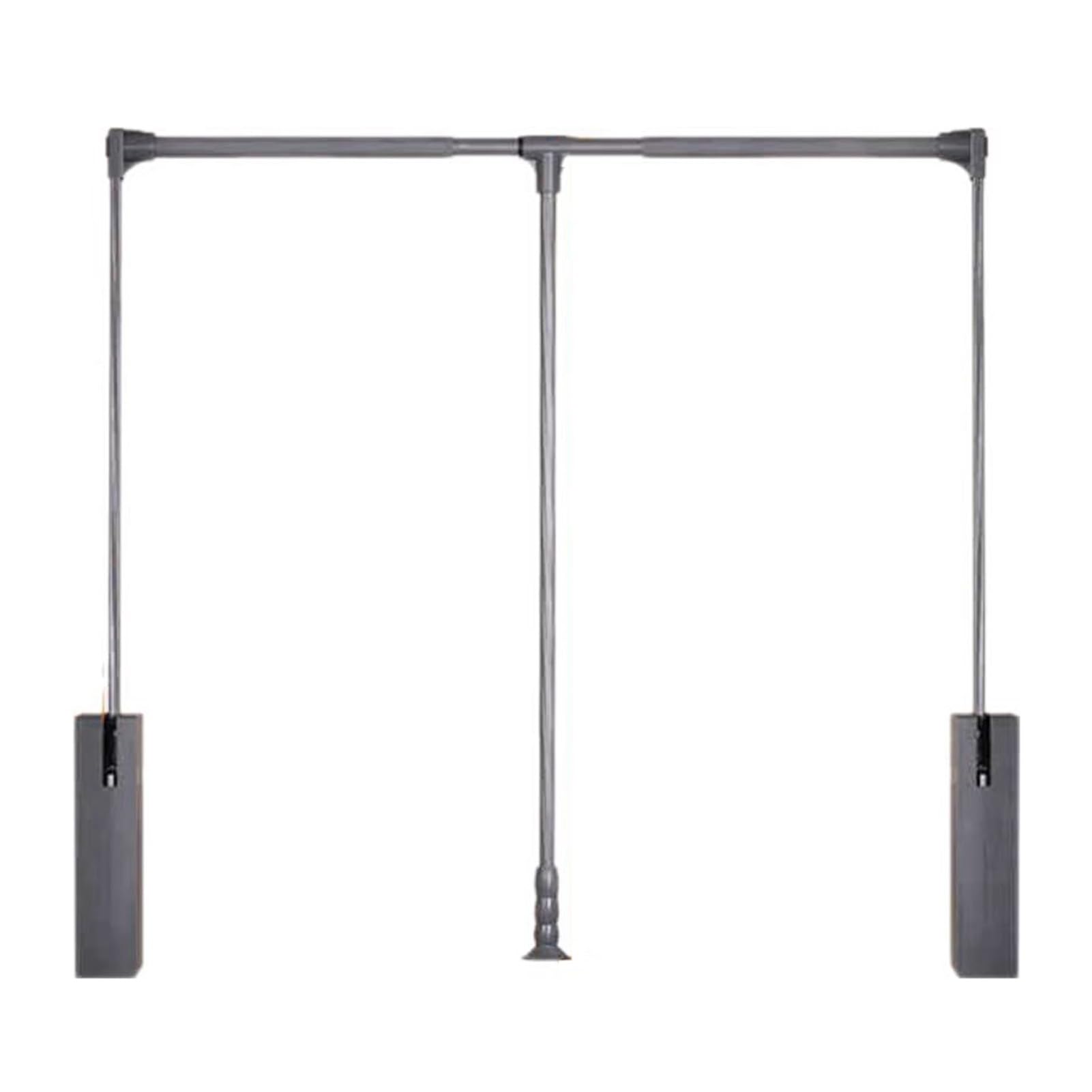 GTHTUHFD Adjustable Pull-Down Wardrobe Hanging Rod With Soft Return Mechanism, Space-Saving Design For Efficient Closet Organization Grey-890-1200mm