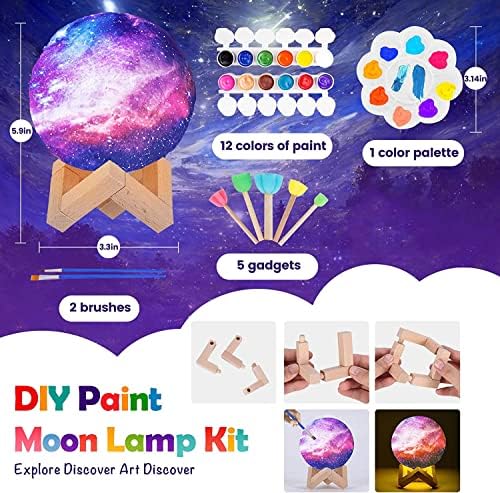 Paint Your Own Moon Lamp Kit, DIY 3D Lava Lamp Moon Night Light for Kids Painting Kits,Space Toys Night Light Creativity Arts & Crafts Kit for Teens Gifts Birthday Gift Ages 3 4 5 6 7 8 9 10 11 12+ 4 51aCNNOoSEL. AC