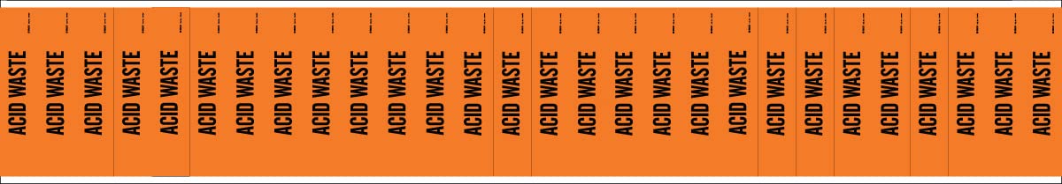 Brady 108455-PK, Acid Waste Pipe Marker Black on Orange 28 per Card, 5 PK, Legend 'Acid Waste'