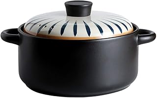 JY&WIN Petit Pot à Soupe en céramique, Casserole de Riz en Terre Cuite Jese, Pot de ragoût Domestique Peint à la Main, gouttelettes d'eau 2.5L