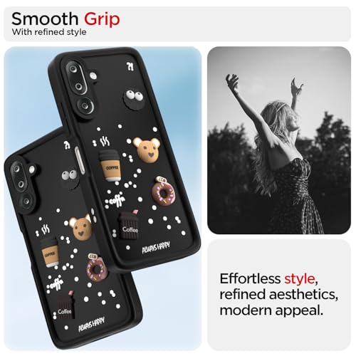 Image of Outlouders Back Cover for Samsung Galaxy M36 5G | 3D Cartoon Bear Cute Fun Silicone Full Body Protection Bumper Case (Black)