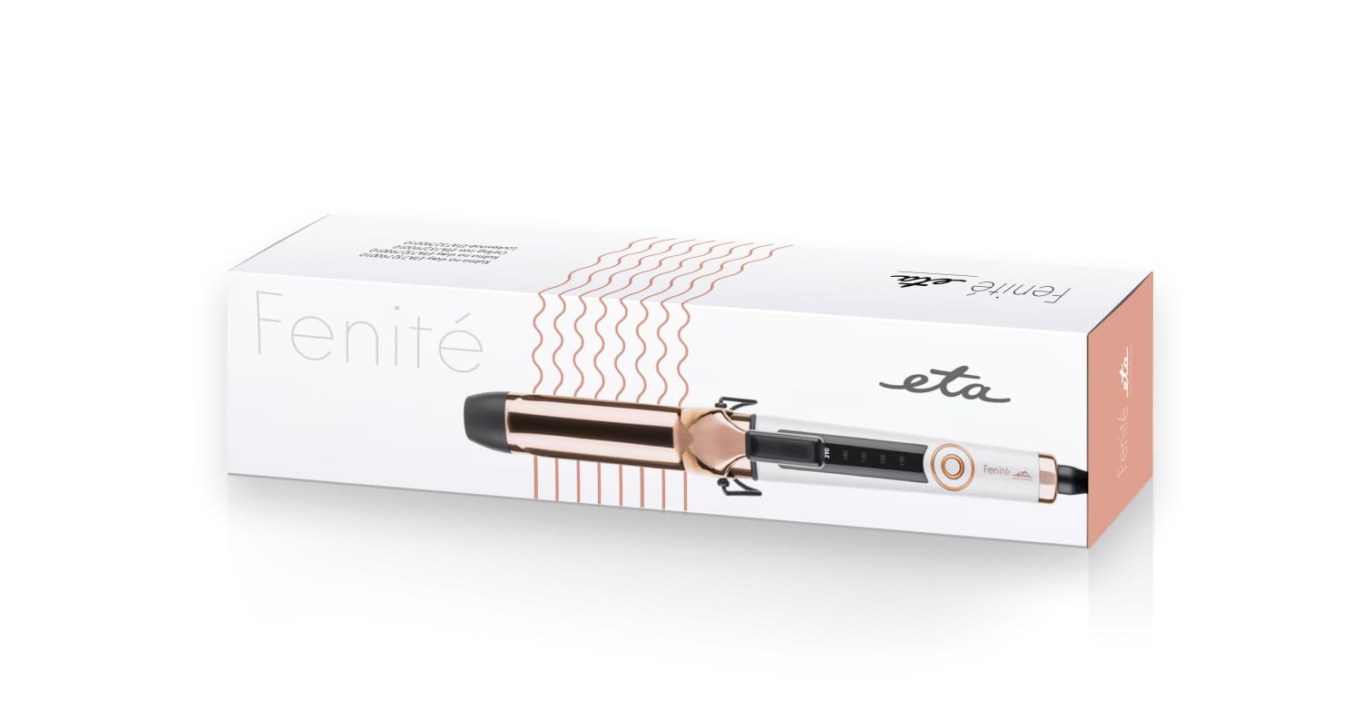 ETA Lockenstab Fenite I Haarstyling I große Locken 33 mm I 130-210 °C I hochwertiges PTC-Heizelement I TitanbeschichtungI 1.8m Kabel I Weiß