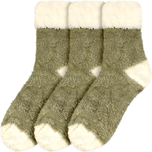 Image of BambooMN Women's Super Soft Fuzzy Socks, Polka Dot, Gradient, Snowflake, Featherlight Cuff - Assorted Colors