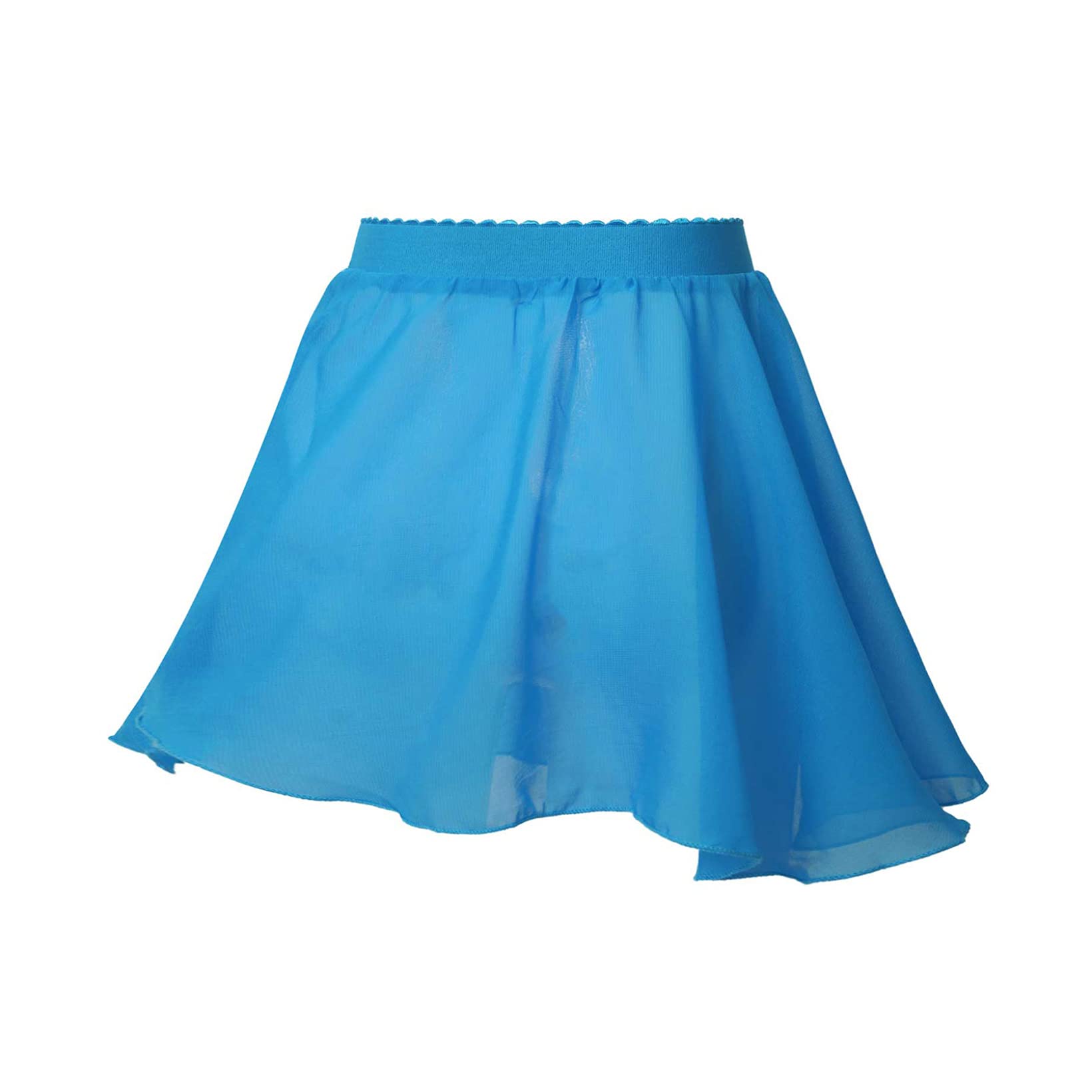 JanJean Kids Girls Ballet Dance Chiffon Wrap Skirt Elastic Waist Ballerina Flared Casual Mini Skater Skirt Dancewear Blue 11-12 Years