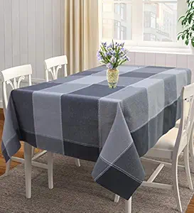 AIRWILL 100% Cotton Checkered Pattern 4 Seater Square Table Cover Sized, 56x56 inches (Black,Grey, Pack of 1)