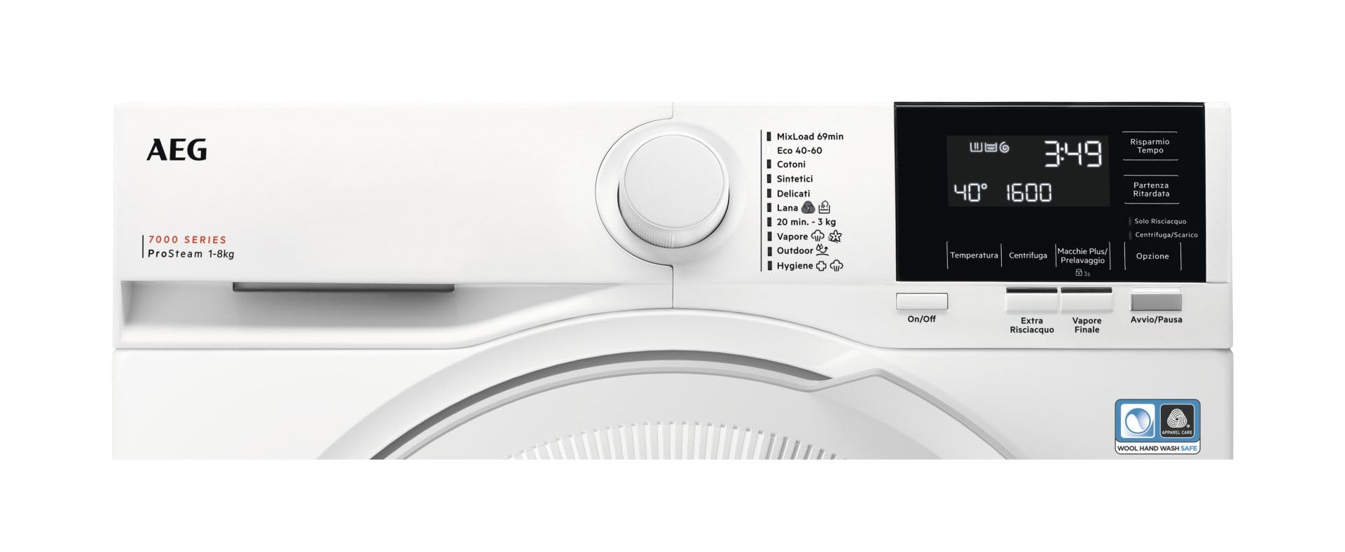 LR7G86CW - Lavatrice 8Kg, Caricamento Frontale, 1600 giri, Inverter, Classe energetica A