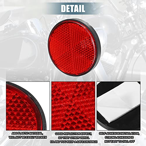 Image of X AUTOHAUX 8 Pcs Round Stick-on Safety Spoke Reflective Self Adhesive Reflector for Gate Posts Cars Trailer Motorcycle Trucks Boat Bicycle Bike Red