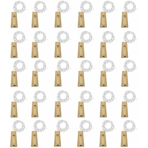 30 Pack 10 LED Wine Bottle Cork Lights, Fairy Mini String Lights Copper Wire, Battery Operated Starry Lights for DIY, Christmas, Halloween, Wedding, Party, Indoor&Outdoor (30 Pack, Cool White) Cover