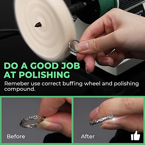 Flyrivergo Jewelry Polisher, Bench Buffer Polisher, Adjustable Variable Speed Polishing & Buffing Machine, with 2 Cotton Wheels and 2 Abrasive Fiber Wheels for Jewelry, Wood, Silver, Metal, Jade 110V by Flyrivergo - Image 4