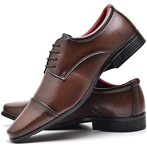 Kit 2 Pares Sapato Social ZARU Preto e Marrom Dubuy R807 (44, PRETO/MARROM)