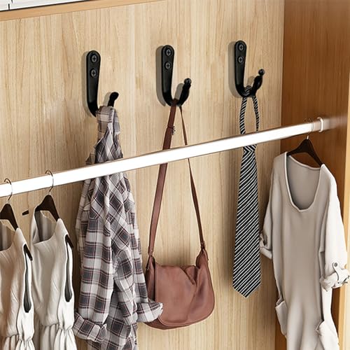 BaiBaoHui 10 Stück Wandhaken, Vintage Einzelhaken,garderobenhaken,Bademantelhaken, Kleiderhaken Wandhaken Schwarz Metall Haken, Schlafzimmer, Wohnzimmer,Badezimmer, Kleiderständer kleiderhaken