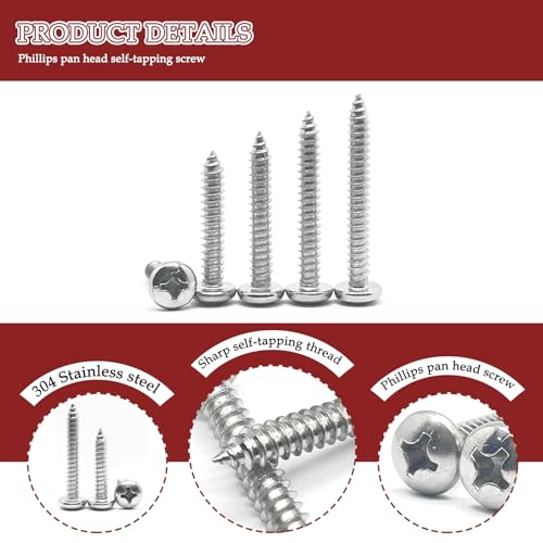 25 tornillos autorroscantes M6 x 50 mm acero inoxidable miniatura 3