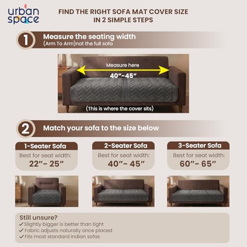 Image of Urban Space Velvet Embroidery Quilted Sofa Cover mat, Premium 3 Seater Non-Slip Sofa slipcover, Easy Care & Machine Washable, Seat Runner for Couch for Living Space (3 Seater - Zig zag - Grey)