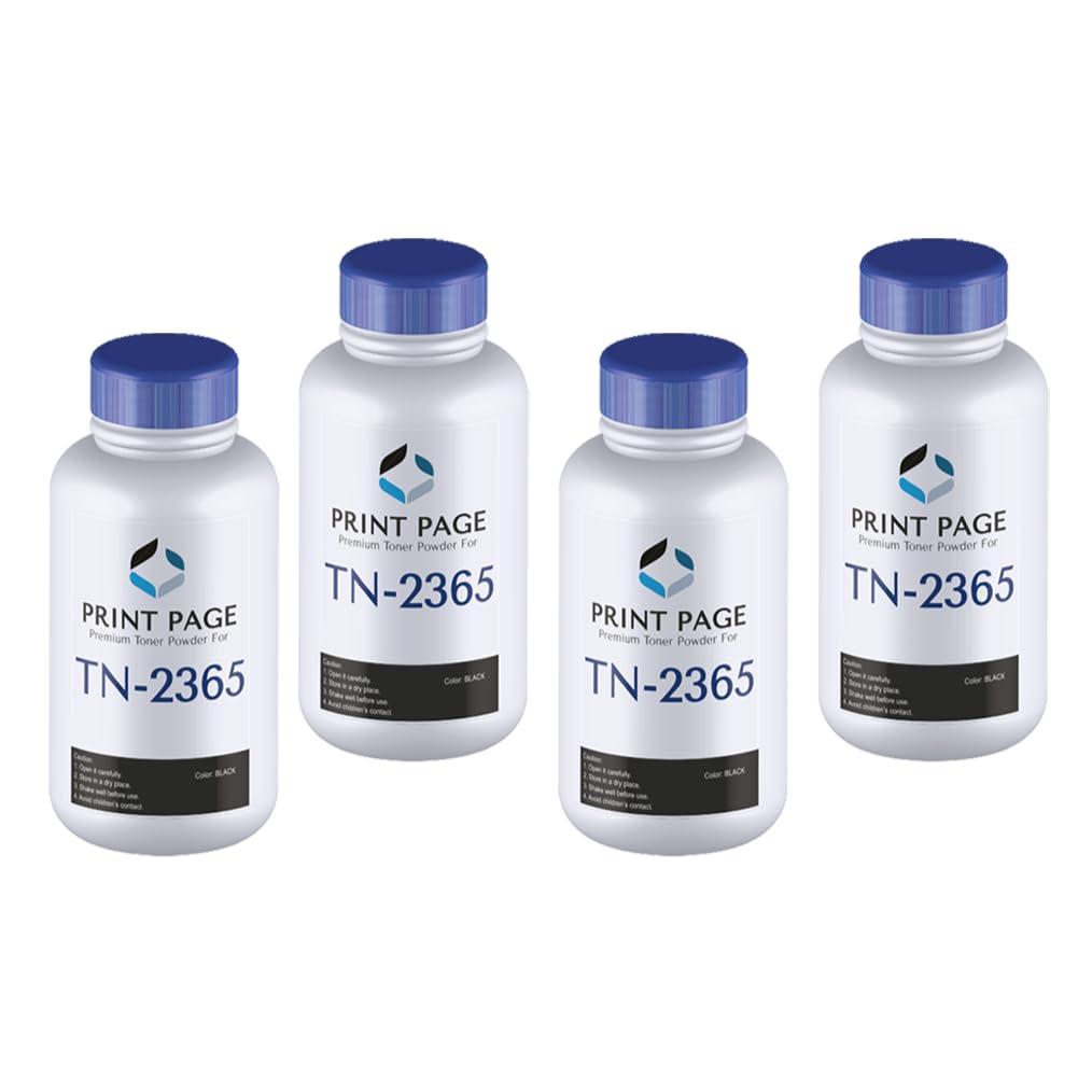 Print Page TN 2365 Toner Powder Compatible for TN 2365 Toner Cartridge - 80 gm per Bottle (Pack of 4)