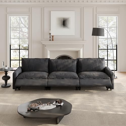 Image of 116.14 inch Power Reclining Sofa with Wireless Charging & Heated Seats,Smart Recliner Sectional Couch,Zero Gravity Recliner Sofa,Deep Seat Cloud Couch for Living Room Home Theater,Grey,3 Seats