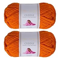 Utopia Crafts Cuddle Super Chunky Chenille Garn Kürbisorange, 100 g Knäuel, 60 m, Flauschiges, Dickes Strickgarn Häkelgarn, Maschinenwäsche, Stricken Häkeln für Anfänger, Wollalternative, 2er-Pack