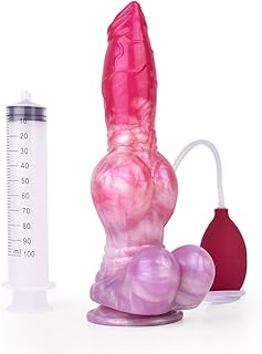 BeHorny Gode gicleur, gode en silicone liquide Alien/Fido/Animal avec ventouse, pompe et seringue incluses