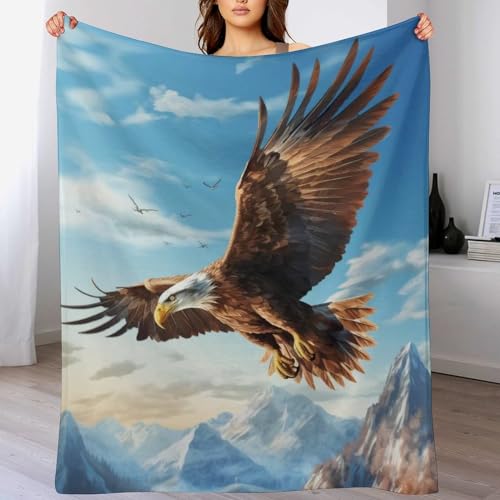 DDFRTYY Adler Decke Flannel Sofadecke Strandtuch Teppich Picknickdecke Weich Umhang Für Schlafzimmer, Alle Jahreszeiten （100×130cm）