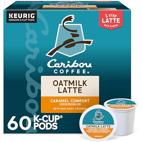 Caribou Coffee Caramel Comfort Oatmilk Latte, One Step Latte Single Serve Keurig K-Cup Pods, 60 Count (6 Packs of 10) Cover