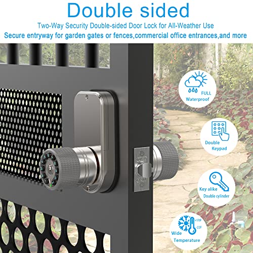 Double Sided Keypad Door Knob With Dual Cylinders And Key Alike, Iuknob Keyless Entry Smart Door Lock For Entrance, Fence, Gate, Swimming Pool,Waterproof And Weatherproof For Outdoor & Interior Door. #TOP1