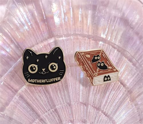 Image of 5pcs Book Cat Moon Planet Styling Brooch Pin Cartoon Fashionable Versatile Metal Enamel Badge Pin Clothing Backpack Pins Decoration Pin Accessories Jewelry Gifts