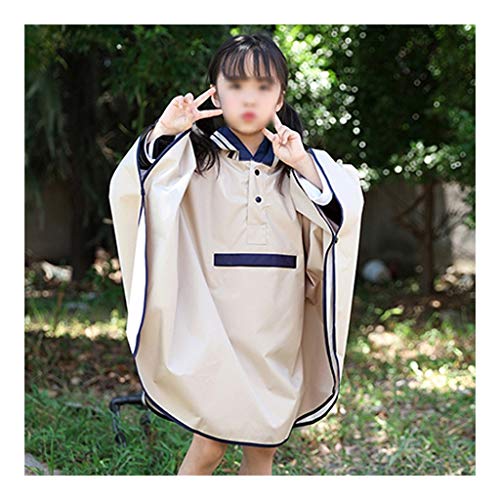 Preisvergleich Produktbild EWQG-Pfanne Regen Poncho Wiederverwendbar Jungen / Mädchen Leichte Wasserdicht Regenmantel Regenjacke mit Kapuze Regenschutz Softshelljacke Regenponcho -AA Schutz Overall (Farbe : Beige, Size : S)