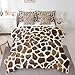 Feelyou Giraffe Print Comforter Set 7 Pieces Twin Size Kids Giraffe Fur Texture Print Bedding Set Zoo Farmhouse Bed Set Bed in a Bag with Comforter, Sheets, Pillowcases & Cushion Covers （No Real Fur）