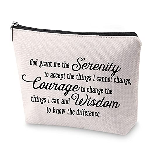 ZJXHPO Serenity Prayer Gift God Grant Me The SERENITY To Accept The Things I Cannot Change Makeup Bag Christian Gift Inspirational Gift Religious Gift (God Grant Me)
