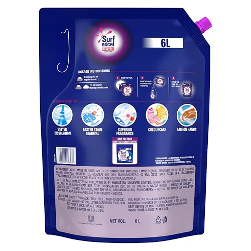 Image of Surf Excel Matic Front Load Liquid Detergent - 6 ltr
