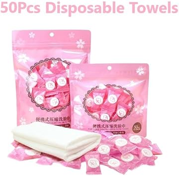 London Express Compressed Towels Tablets Disposable Cotton Towel Napkin Mini Face Hands Wipes Portable Compact Tissue for Travelling Gym Camping Hiking Outdoor Sports Salon (50 Pcs (Pack of 1))